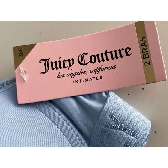2 Pack Juicy Couture Sexy Push Up Bra JC6559 Blue Black Logo Trim Sz 38C NEW - Picture 2 of 16